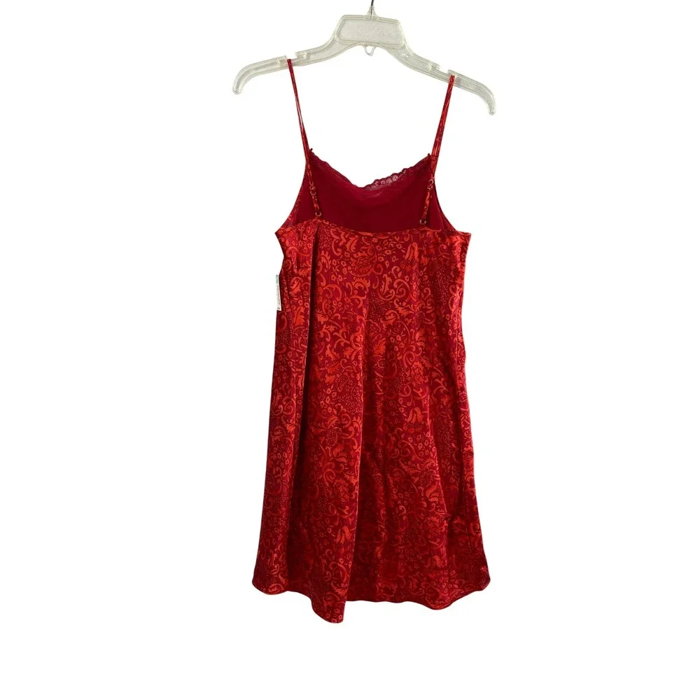 Delicates‎ Satin Robe and Chemise Nightgown Womens Small Red Lingerie Romantic